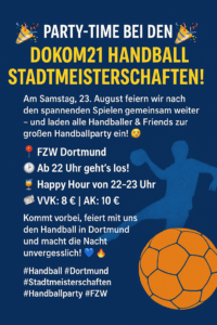 🎉 Party-Time bei den DOKOM21 Handball Stadtmeisterschaften! 🎉